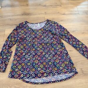 Lularoe Lynnae Geometric Pattern Colorful Longsleeve Top